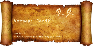 Versegi Jenő névjegykártya